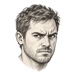 Pencil sketch of an angry man